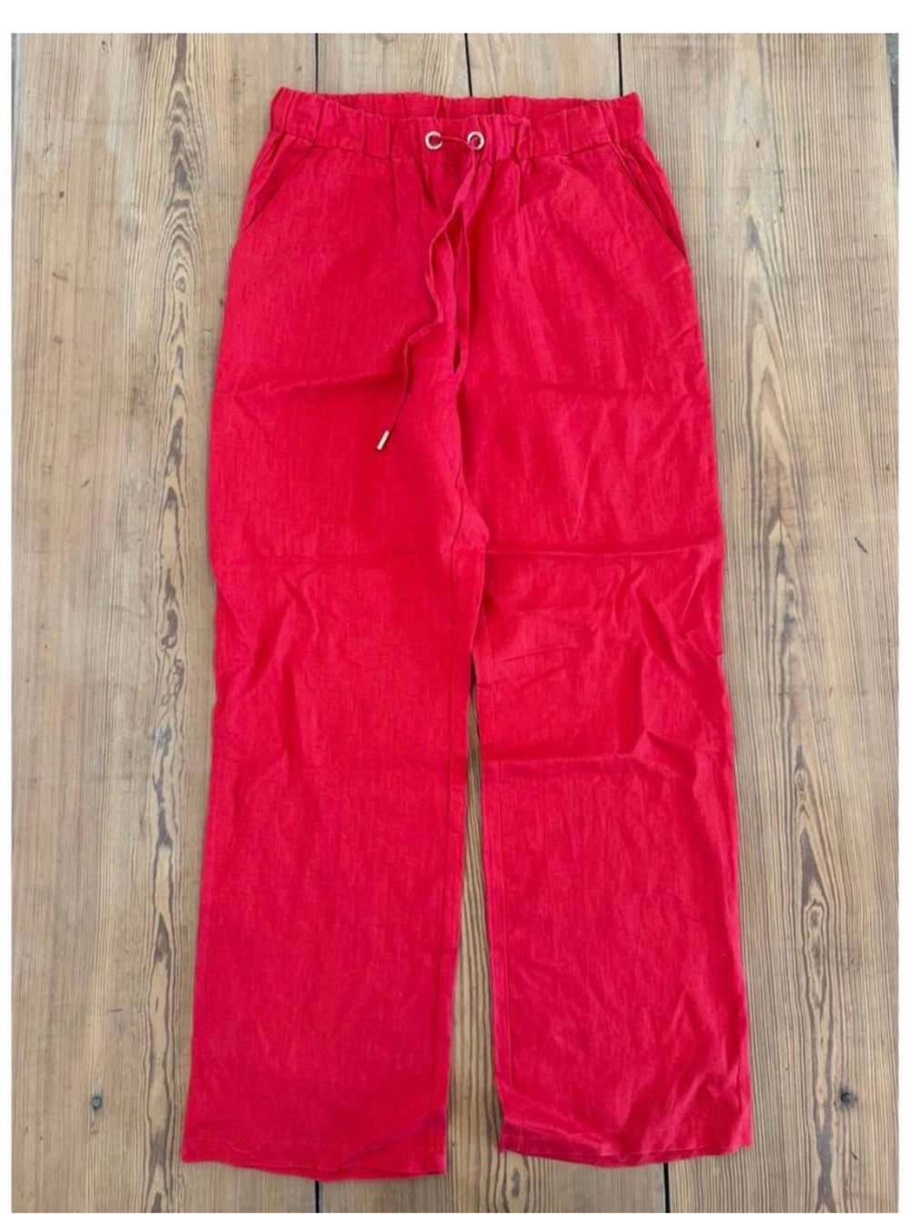 NWOT Calligraphie Drawstring Red Linen Pants Size Small